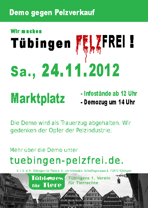 Demo-Ankündigung "Tübingen Pelzfrei"